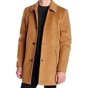 Vince Camuto Melton Camel Wool Blend Button Front Classic Car Coat